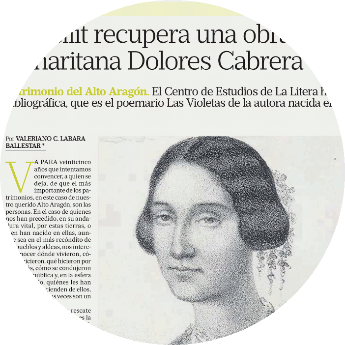 Valeriano Labara: «El Cellit recupera una obra de la poetisa tamaritana Dolores Cabrera», en ‘Diario del Alto Aragón’, 19 febrero 2017