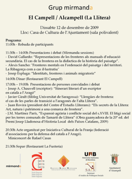 Programa de la jornada de debat sobre les fronteres