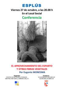 Cartel de la conferencia «El aprovechamiento del esparto y otras fibras vegetales»