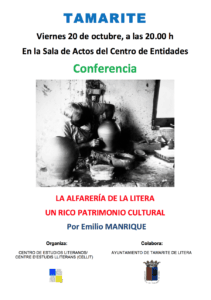 Cartel de la conferencia «La alfarería de la Litera, un rico patrimonio cultural»