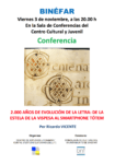 Cartel de la conferencia «2000 años de evolución de la letra»