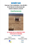 Cartel de la conferencia «La tierra en la arquitectura popular en Aragón»