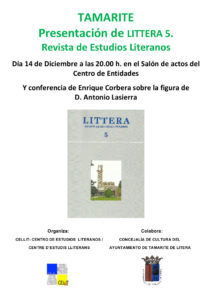 Cartel de la presentación de LITTERA 5 en Tamarite de Litera