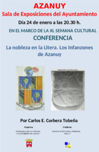 Cartel de la conferencia «La nobleza en la Litera. Los Infanzones de Azanuy»