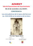 Cartel de la conferencia «Las artes plásticas de la época del barroco (ss. XVII-XVIII) en la comarca de la Litera»