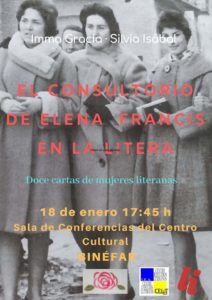 Cartel de la conferencia «El consultorio de Elena Francis en la Litera» en Binéfar