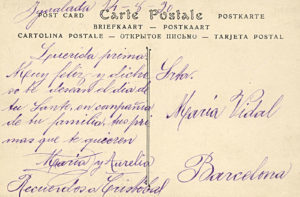 Tamarite de Litera, hacia 1927: vista general (postal P.Y., fondo CELLIT) [reverso]